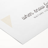 Art deco poster featuring a winter scene with muted blue and white tones on rolled canvas, suitable for dining room decor.