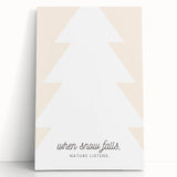 Winter tree landscape in black and white on large stretched canvas, suitable as kitchen wall art or bedroom decor.