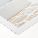 Art deco poster featuring a summer beach scene with pastel shades on rolled canvas, suitable for dining room wall art.