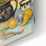 Large abstract wall art print on acrylic glass depicting a mid-century modernist style, ideal for dining room art.