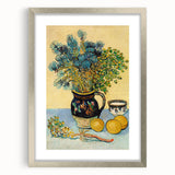 Extra large abstract art print featuring textured swirls in vibrant blue and yellow hues on a framed canvas.