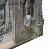 Close-up of a vibrant acrylic glass artwork depicting a majestic castle set against a serene landscape, showcasing intricate details and vivid colors that enhance any decor.