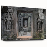 Acrylic glass artwork showcasing a stunning landscape with a medieval castle, viewed from the side and elegantly pinned for display, perfect for home decor enthusiasts.