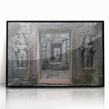 Framed acrylic artwork showcasing a stunning landscape with a castle, featuring a sleek black frame and a vibrant color palette, perfect for home decor.