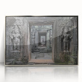 Framed acrylic artwork showcasing a stunning landscape with castles, set in an elegant silver frame, perfect for enhancing home decor with a touch of sophistication.