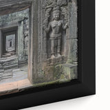 Close-up of a framed canvas depicting a majestic castle landscape, showcasing vibrant colors and intricate details, ideal for home decor enthusiasts and art lovers.