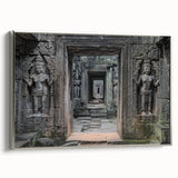 Framed canvas artwork showcasing a stunning landscape of a castle, featuring a silver frame and elegant side view, perfect for home decor with a touch of sophistication.