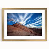 Elegant gold-framed landscape artwork showcasing dramatic cliffs, detailed textures, and a refined mat, perfect for enhancing home decor with natural beauty.