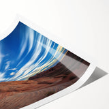 Stunning rolled canvas print featuring a vibrant landscape scene of majestic cliffs, showcasing rich colors and intricate details, perfect for home decor.