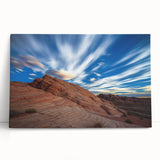 Stretched canvas artwork depicting dramatic cliffs and serene landscapes, showcasing vibrant colors and intricate details, perfect for home decor.