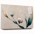 Soft Peach & Blue Floral Grace - Modern Living Room Wall Art