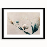 Soft Peach & Blue Floral Grace - Modern Living Room Wall Art