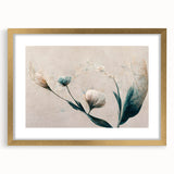 Soft Peach & Blue Floral Grace - Modern Living Room Wall Art