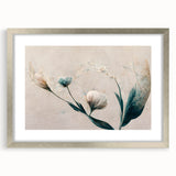 Soft Peach & Blue Floral Grace - Modern Living Room Wall Art