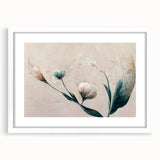 Soft Peach & Blue Floral Grace - Modern Living Room Wall Art