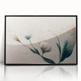 Soft Peach & Blue Floral Grace - Modern Living Room Wall Art