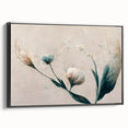 Soft Peach & Blue Floral Grace - Modern Living Room Wall Art