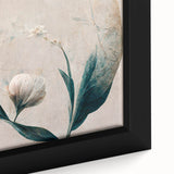 Soft Peach & Blue Floral Grace - Modern Living Room Wall Art