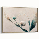Soft Peach & Blue Floral Grace - Modern Living Room Wall Art
