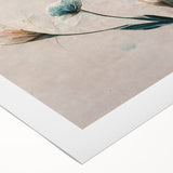 Soft Peach & Blue Floral Grace - Modern Living Room Wall Art