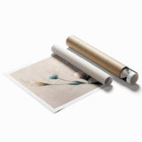 Soft Peach & Blue Floral Grace - Modern Living Room Wall Art