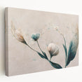 Soft Peach & Blue Floral Grace - Modern Living Room Wall Art