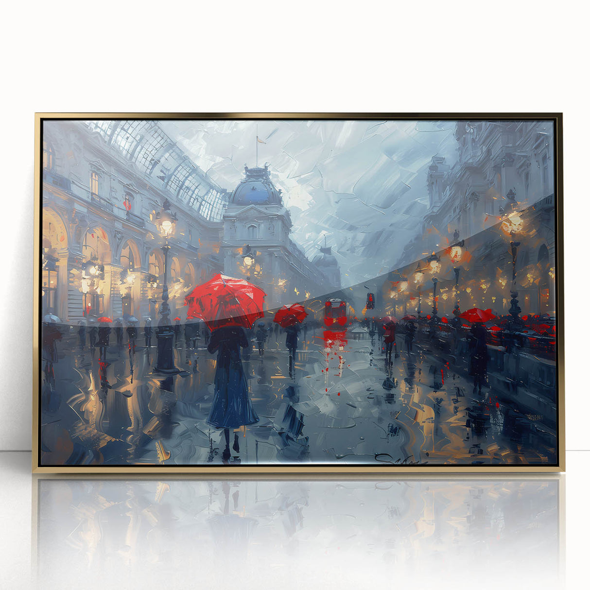 Rainy City Lights Office Wall Art – Modern Corporate Decor