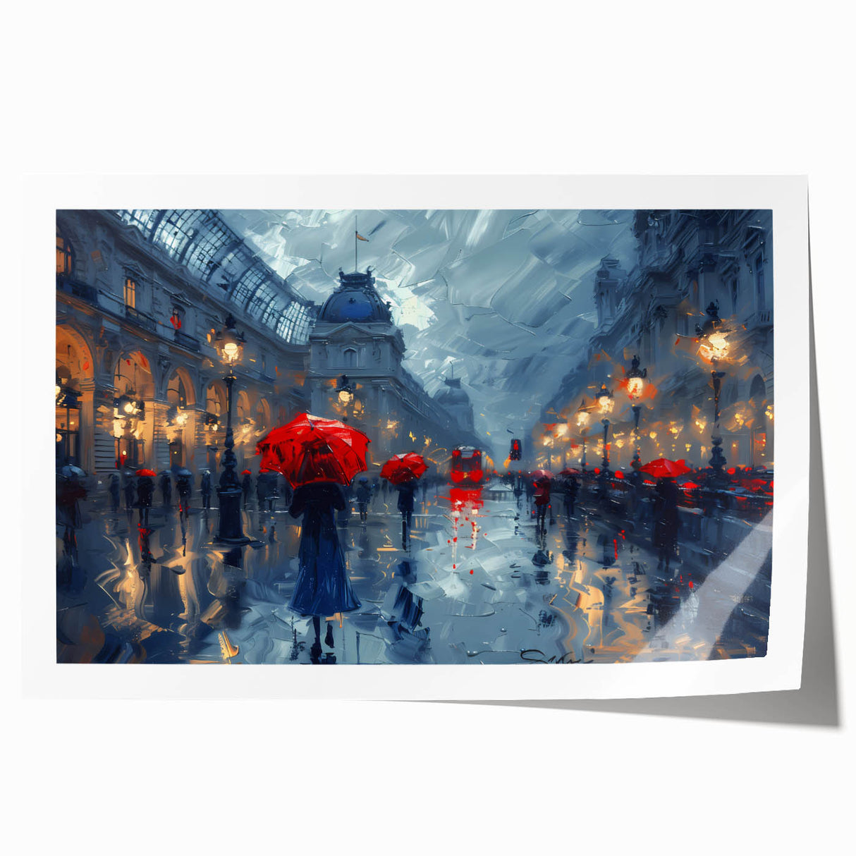 Rainy City Lights Office Wall Art – Modern Corporate Decor