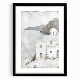 Abstract architecture wall art framed in black, showcasing a modern design with geometric patterns and contrasting colors, ideal for contemporary decor.