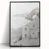 Abstract architecture wall art framed in black acrylic, showcasing geometric patterns in muted tones. Ideal for modern home decor, enhancing artistic interiors.