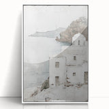 Framed abstract architecture wall art featuring geometric shapes and a minimalist design in white and gray tones, perfect for modern decor. This artwork enhances contemporary interiors with its sleek, artistic appeal.