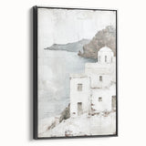 Framed abstract architecture wall art showcasing sleek black and white geometric designs, perfect for modern interior decor. Side view highlights the frame's elegant finish.