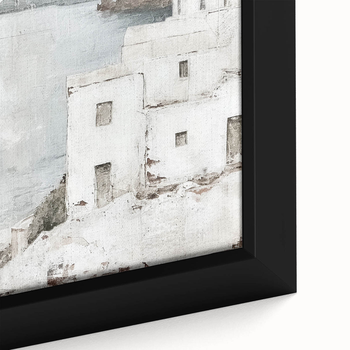 Abstract wall art print showcasing a close-up of intricate architectural designs in earthy tones, framed for a modern home decor aesthetic.