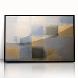 Abstract geometric art piece in a sleek black frame, showcasing vibrant colors and intricate patterns, ideal for modern home decor. Perfect for adding a contemporary touch to living spaces.