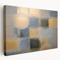 Abstract geometric stretched canvas artwork showcasing vibrant colors and intricate patterns, ideal for modern home decor. Side view highlights depth and texture.
