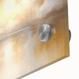 Close-up of an abstract landscape wall art piece, featuring vibrant colors and dynamic shapes, printed on acrylic glass for a modern aesthetic. Ideal for contemporary home decor.