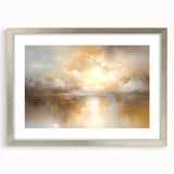 Abstract landscape wall art framed in silver with a mat, showcasing vibrant colors and fluid shapes, perfect for modern home decor.