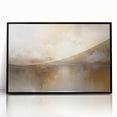 Framed abstract landscape wall art in black acrylic, showcasing fluid shapes and earthy tones, perfect for modern home decor or office settings.