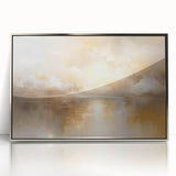 Framed abstract landscape wall art with a silver-acrylic finish, showcasing vibrant colors and textured patterns, perfect for modern home decor.