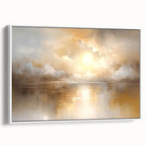 Framed abstract landscape wall art showcasing soft earth tones and flowing shapes, elegantly displayed in a white frame, perfect for modern home decor.