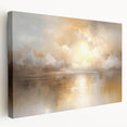 Abstract landscape wall art on stretched canvas, showcasing vibrant colors and fluid shapes. The side view highlights the depth and texture, perfect for modern decor.