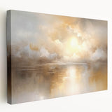 Abstract landscape wall art on stretched canvas, showcasing vibrant colors and fluid shapes. The side view highlights the depth and texture, perfect for modern decor.
