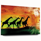 Acrylic glass art piece showcasing a vibrant side view of various colorful animal designs, ideal for home decor or office ambiance, emphasizing modern artistic expression.