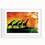 Framed animal-themed artwork with a white mat, showcasing vibrant colors and intricate details, perfect for home decor or gallery displays.