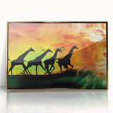 Framed acrylic artwork depicting a vibrant animal design with a gold frame, showcasing intricate details and bold colors, perfect for modern home decor.