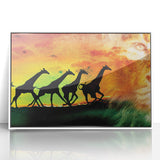 Framed acrylic artwork showcasing a whimsical animal design, featuring vibrant colors and intricate details, set in a sleek white frame, perfect for modern home decor.