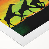 Rolled canvas showcasing vibrant African animal wall art with intricate patterns and rich colors, elegantly packaged in a durable cardboard tube for easy transport and display. Perfect for adding a touch of cultural flair to any room.