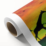Rolled canvas showcasing vibrant animal illustrations, featuring intricate details and colors, packaged in a protective cardboard tube for easy transport.