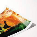 Rolled canvas print showcasing a vibrant collection of animal illustrations, featuring intricate details and bold colors, packaged securely in a protective tube. Perfect for wildlife enthusiasts and home decor lovers seeking unique art pieces.