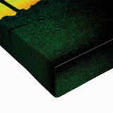 Close-up of a vibrant stretched canvas featuring a colorful animal design, showcasing intricate details and textures, perfect for enhancing home decor with a playful touch.